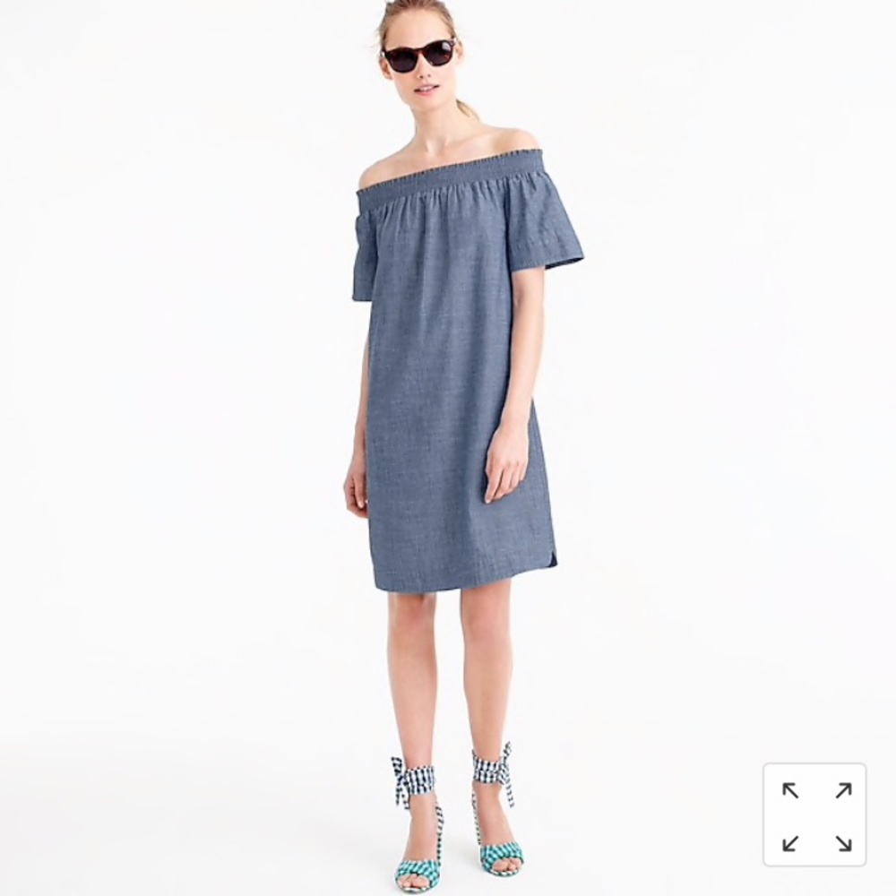J Crew Off-the-shoulder dress in chambray